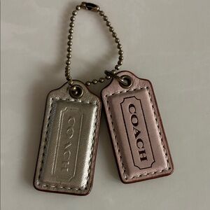 Coach Silver and Pink Leather Replacement Hangtag Charms (2) EUC